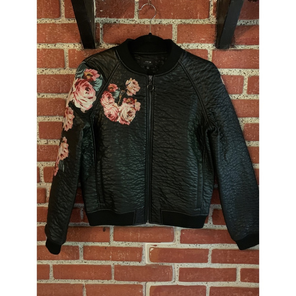 Joe’s Collection Floral Faux Leather Bomber Jacket